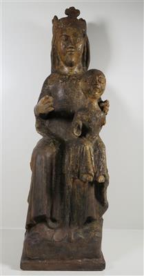 Provinzielle thronende Madonna mit Kind, wohl 13. Jahrhundert - Jewellery, Works of Art and art