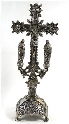 TischstandkruzifixKreuzigungsgruppe, neugotischer Stil, Ende 19. Jahrhundert - Schmuck, Kunst & Antiquitäten