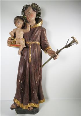Hl. Antonius von Padua mit dem Jesuskind auf Hl. Buch, Österreichisch, um 1900 - Klenoty, umění a starožitnosti
