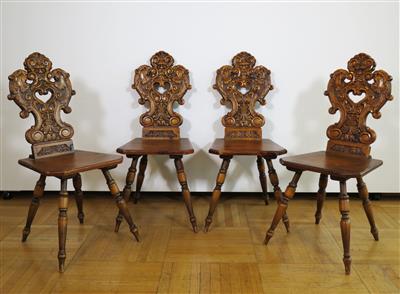 Vier historisierende Brettstühle, 20. Jahrhundert - Jewellery, Works of Art and art