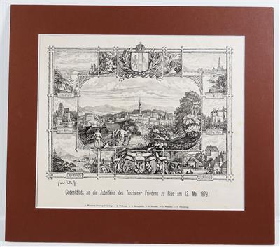 "Gedenkblatt an die Jubelfeier des Teschener Friedens zu Ried am 13. Mai 1879" - Gioielli, arte e antiquariato