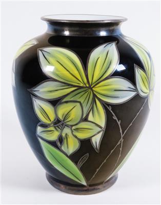 Vase mit Silberauflage, Jaeger  &  Co, Marktredwitz und Deusch  &  Co, Schwäbisch Gmünd, um 1920/30 - Schmuck, Kunst & Antiquitäten