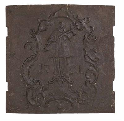 Ofenplatte - Hl. Johannes Nepomuk 1771 - Schmuck, Kunst & Antiquitäten