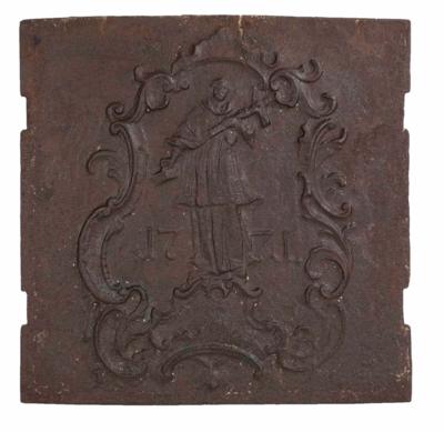 Ofenplatte - Hl. Johannes Nepomuk 1771 - Klenoty, umění a starožitnosti