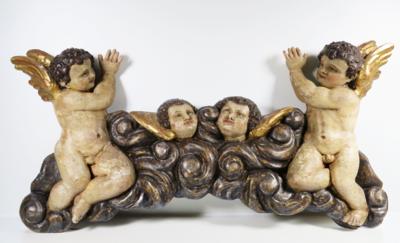Zwei Putti und zwei Engel über Wolkenbank im Barockstil,1. Hälfte 20. Jahrhundert - Jewellery, Works of Art and art