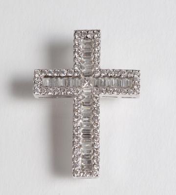 Brillant Diamant Kreuzanhänger zus. ca. 1,30 ct - Klenoty, umění a starožitnosti