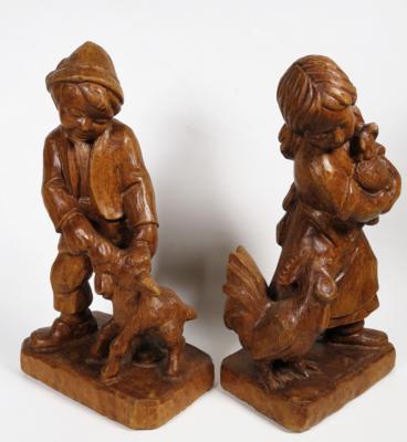 Paar Holzfiguren, Mitte 20. Jahrhundert - Gioielli, arte e antiquariato