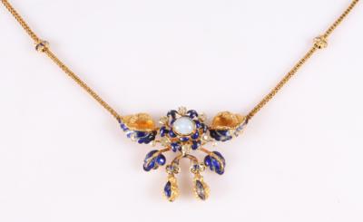 Biedermeier Opal Diamant Collier - Schmuck, Kunst & Antiquitäten