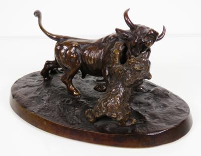 Bronzeskulptur - Kampf zwischen Bär und Stier, Anfang 20. Jahrhundert - Antiques, art and jewellery