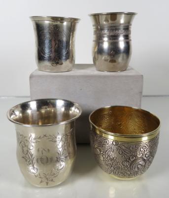 Konvolut von vier Silberbechern, 19. Jahrhundert - Antiques, art and jewellery
