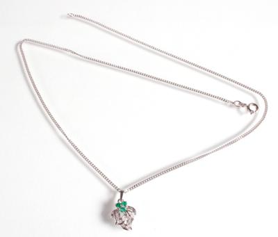 Diamant Smaragd Anhänger an Fassonhalskette - Antiques, art and jewellery