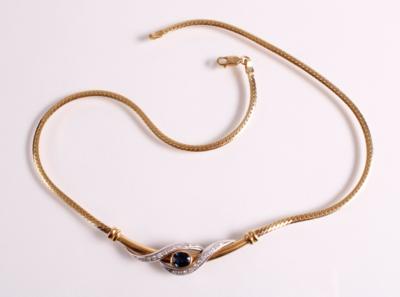 Brillant Saphir Collier zus. 0,27 ct - Antiques, art and jewellery