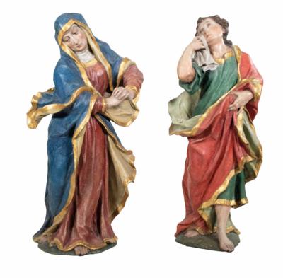 Trauernde Hl. Maria und Hl. Johannes der Evangelist, Alpenländisch, 1. Hälfte 18. Jahrhundert - Antiques, art and jewellery