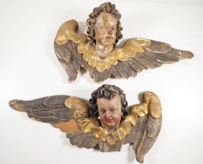 Paar geflügelte Engelsköpfe, Süddeutsch/Österreichisch, 17./18. Jahrhundert - Antiques, art and jewellery