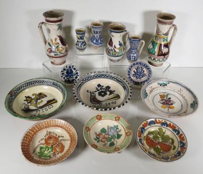 Konvolut von 14 Stück Irdenware, vornehmlich Siebenbürgen, 19./20. Jahrhundert - Jewellery, art and antiques