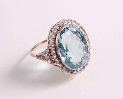 Diamant Aquamarinring - Antiques, art and jewellery