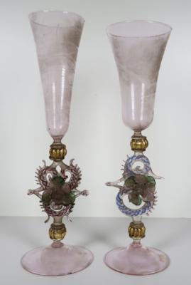 2 Flügelgläser, Murano, 20. Jahrhundert - Jewellery, antiques and art