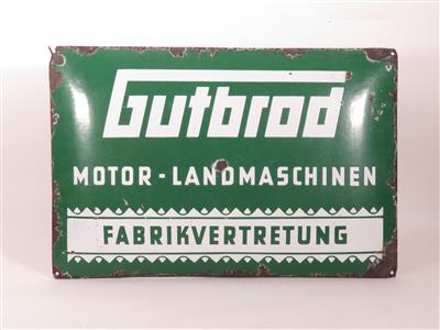 Emailschild "Gutbrod Motor-Landmaschinen" - Automobilia