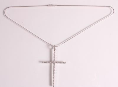 Brillant Kreuzanhänger zus. 1,58 ct an Fassonhalskette - Jewellery and watches