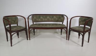 Dreiteilige Jugendstil Sitzgruppe nach einem Entwurf Gustav Siegels, Anfang 20. Jahrhundert - Furniture and interior
