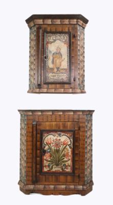 Bäuerlicher Eckkasten mit Wandhängekasterl, Oberösterreich, unter Verwendung teils alter Teile - Möbel und Interieur