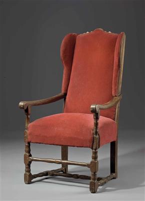 Englischer Ohrenfauteuil, William and Mary-Periode, 2. Hälfte 17. Jhdt. - Weihnachtsauktion