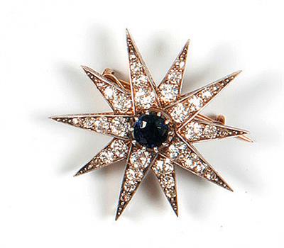 Brillantbrosche in Sternform zus. ca. 2 ct - Schmuck, Taschen- und Armbanduhren - Kunst des 20. Jahrhunderts; Sonderteil Nachlass Schlagersängerin LOLITA