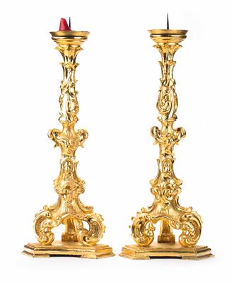 Paar Altar-Kerzenständer im Barockstil, 20. Jhdt. - Sammlung Friedrich W. Assmann