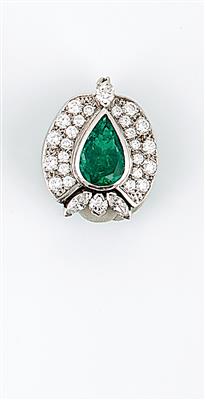 Brillant Smaragd Brosche - Schmuck, Taschen- und Armbanduhren - Kunst des 20. Jahrhunderts
