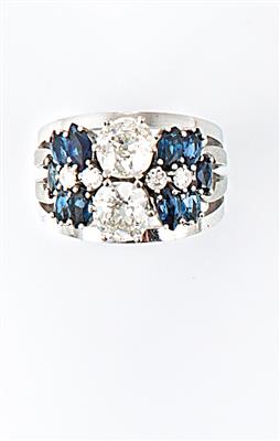 Diamant Saphirring - Schmuck, Taschen- und Armbanduhren - Kunst des 20. Jahrhunderts
