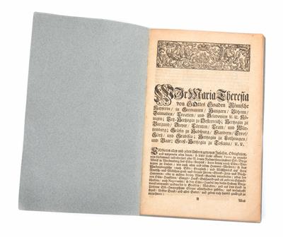 Hammer-Ordnung Kaiserin Maria Theresias für Steiermark 1748 - Asta di Natale Salzburg- Mobili, tappeti, dipinti