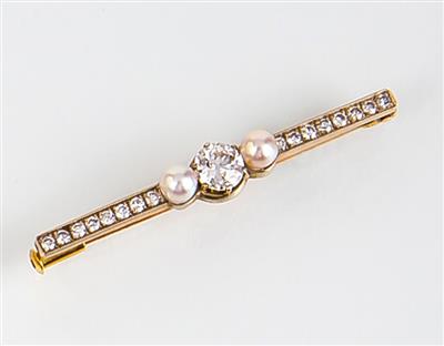 Altschliffbrillant-Diamantbrosche zus. ca. 1 ct - Schmuck, Taschen- und Armbanduhren - Kunst des 20. Jahrhunderts