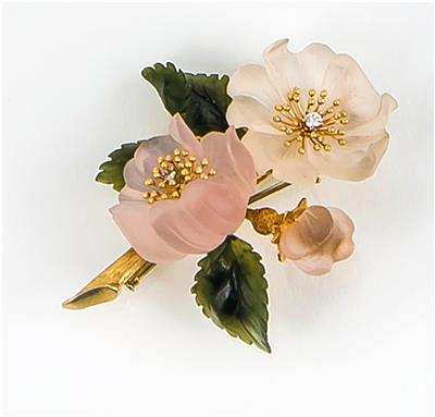 Brillantbrosche "Apfelblütenzweig" - Schmuck, Taschen- und Armbanduhren - Kunst des 20. Jahrhunderts