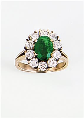Smaragd-Brillantdamenring zusammen ca. 1,50 ct - Arte, antiquariato e gioielli – Salisburgo