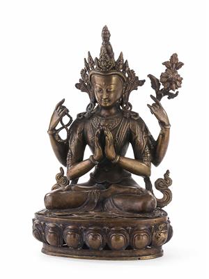 Buddha auf Lotus sitzend, 19./20. Jhdt. - Vánoční aukce - obrazy, koberce, nábytek