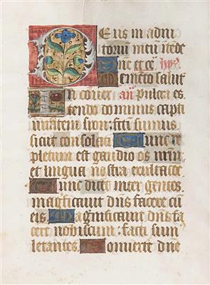 Doppelseitiges Pergamentblatt um 1500 - Vánoční aukce - obrazy, koberce, nábytek
