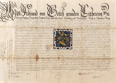 Wappenbrief von Erzherzog Ferdinand von Österreich für Andreas, - Salzburg: Osterauktion