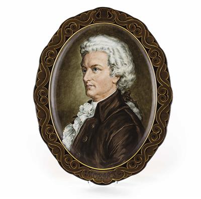 2 Wandplatten mit Porträts von Beethoven und Mozart Ausführung Steingutfabrik Franz Anton Mehlem (1838-1931) - Antiques, art and jewellery – Salzburg