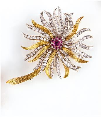 Brillantbrosche Blume zus. ca. 3,90 ct - Umění, starožitnosti, šperky – Salzburg