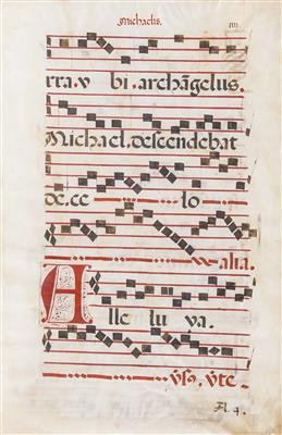 Pergamentblatt aus einem Antiphonar (Graduale), 16. Jahrhundert - Christmas-auction Furniture, Carpets, Paintings