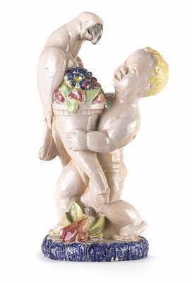 Putto mit Füllhorn und Papagei, Carl Kahl (geboren 1891 Flensburg), 1. Viertel 20. Jahrhundert - Weihnachtsauktion - Silber, Porzellan, Teppiche