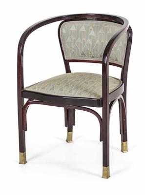 Jugendstil Rundlehn-Halbfauteuil, Entwurf Gustav Siegel um 1900, Ausführung Firma J.  &  J. Kohn, Wien - Nábytek