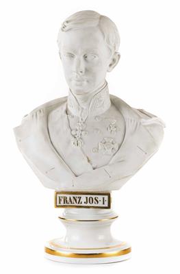 Proträtbüste Kaiser Franz Joseph I von Österreich, Wiener Porzellanmanufaktur um 1858 - Antiquariato