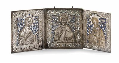 Russische Reiseikone (Triptychon), 19. Jahrhundert - Antiquitäten, alte Grafiken und Teppiche