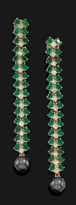 Smaragd Brillant Südseekultur-perlenohrclipgehänge - Jewellery, antiques and art