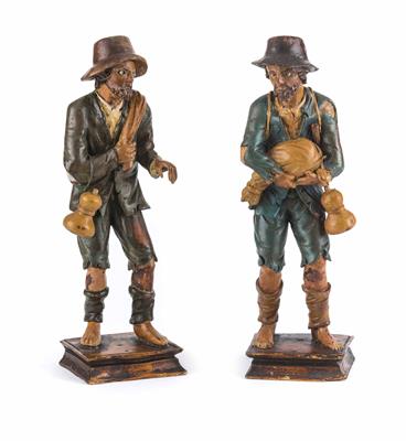 Zwei Bettler-Figuren, wohl Gröden um 1900 - Christmas auction