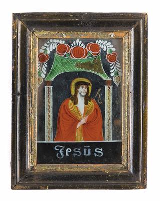 Paar Spiegel-Hinterglasbilder, Böhmen, 19. Jahrhundert - Easter Auction