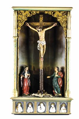 Hausaltar - Kreuzigungsszene, Werkstatt Franz Xaver und Neffe Franz Nissl (Fügen 1731-1855 tätig) - Easter Auction