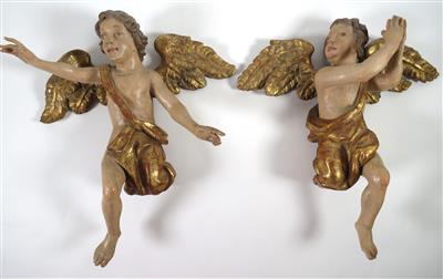 Zwei schwebende Engel im Barockstil, 20. Jahrhundert - Asta estiva