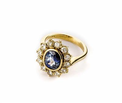 Saphir-Brillantdamenring zus. ca. 1 ct - Oktoberauktion